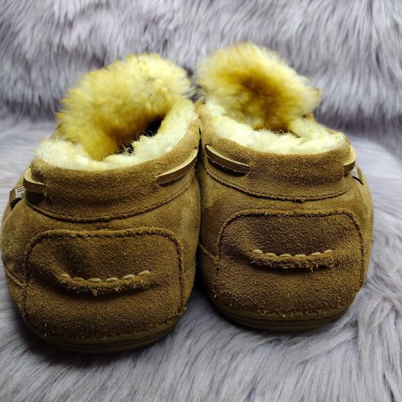 LL Bean Men's Brown Suede Wicked Good Shearling Lined Slipper Moc II Size 14 - Picture 5 of 8